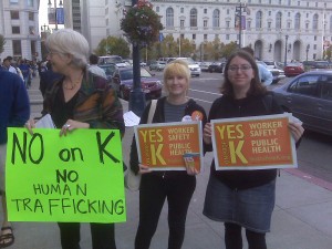 Fake Researcher with campaign sign.